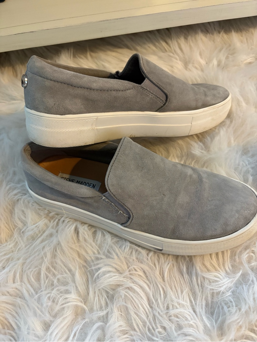 Steve Madden Gray Suede Slip-On Platform Sneakers